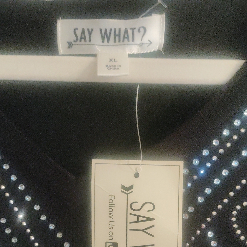 Say What? Black Top with Sparkling Details